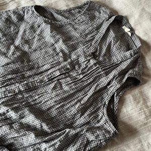 Long Linen Checkered Vest Eileen Fisher